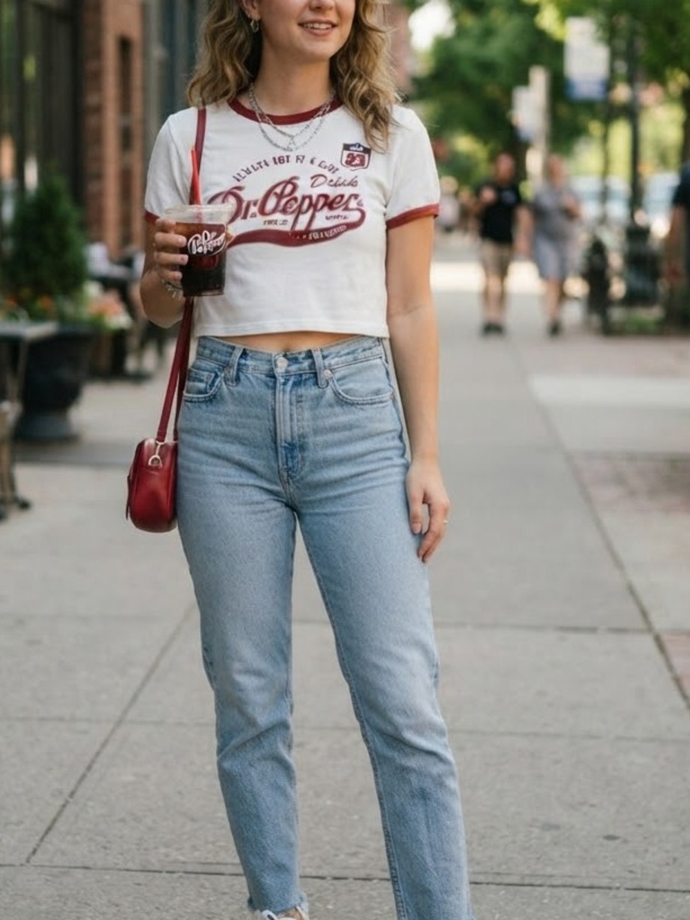 Dr Pepper Cropped Ringer Tee Red White 23 1885 Varsity Shirt M